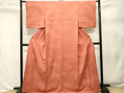 平和屋着物■上質な色無地　雲重ね地紋　黄丹色　正絹　逸品　CABL3339ev