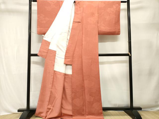 平和屋着物■上質な色無地　雲重ね地紋　黄丹色　正絹　逸品　CABL3339ev