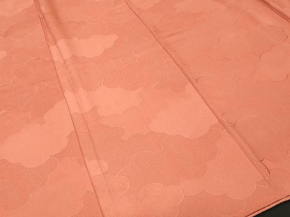 平和屋着物■上質な色無地　雲重ね地紋　黄丹色　正絹　逸品　CABL3339ev