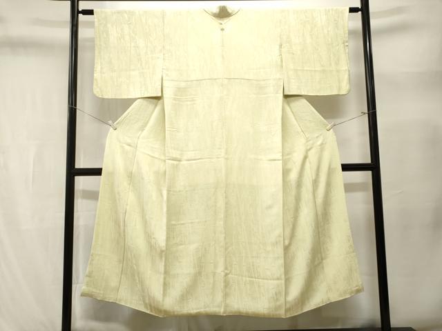 平和屋着物■上質な色無地　笹竹地紋　若菜色　正絹　逸品　CABL3340ev