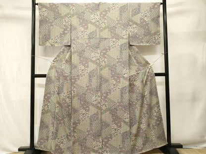 平和屋着物■上質な小紋　切嵌更紗花鳥文　正絹　逸品　CABL3345ev