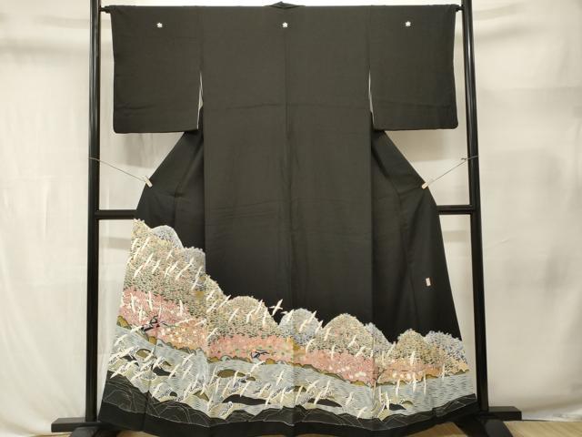 平和屋着物■豪華黒留袖　作家物　浜松飛鶴枝梅楓文　暈し染め　正絹　逸品　CABL3347ev