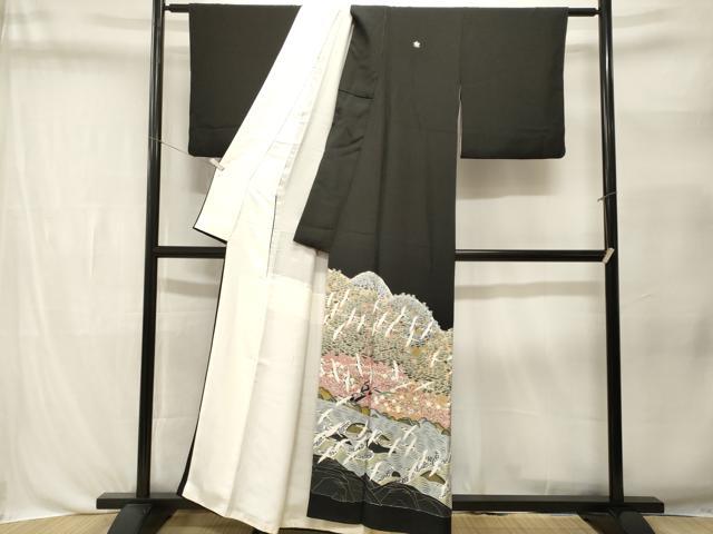 平和屋着物■豪華黒留袖　作家物　浜松飛鶴枝梅楓文　暈し染め　正絹　逸品　CABL3347ev