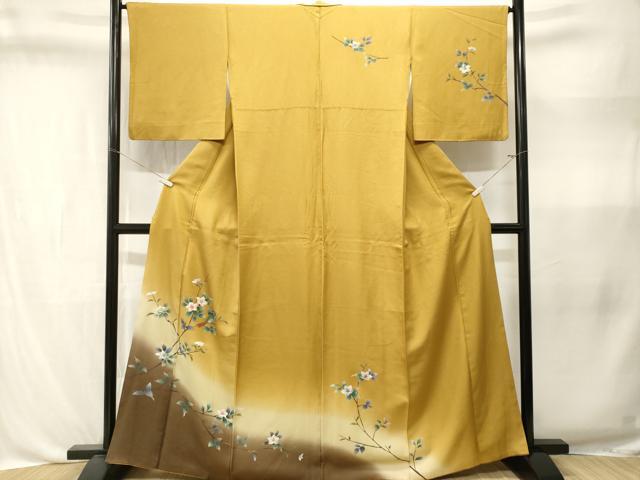 平和屋着物■訪問着　休み鳥枝花文　暈し染め　正絹　逸品　CABL3349ev