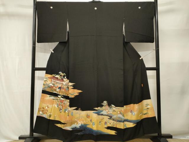 平和屋着物■豪華黒留袖　人物御所解文　金彩　正絹　逸品　CABL3350ev