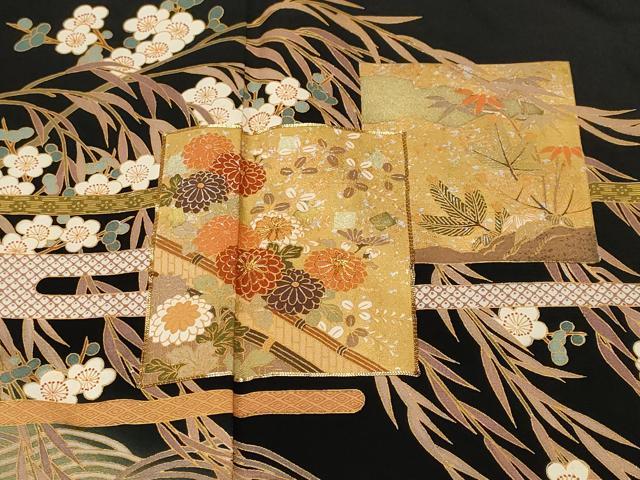 平和屋着物■豪華黒留袖　駒刺繍　渡り橋色紙重ね流水花文　暈し染め　金彩　鈴乃屋扱い　正絹　逸品　CABL3353ev