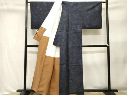平和屋着物■上質な紬　80亀甲　唐草枝葉文　正絹　逸品　CABL3354ev