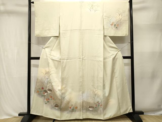 平和屋着物■訪問着　芒花鳥文　暈し染め　金彩　正絹　逸品　CABL3356ev