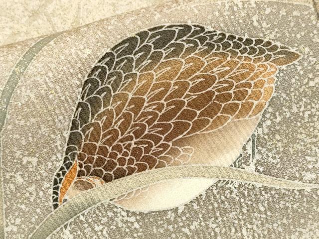 平和屋着物■訪問着　芒花鳥文　暈し染め　金彩　正絹　逸品　CABL3356ev