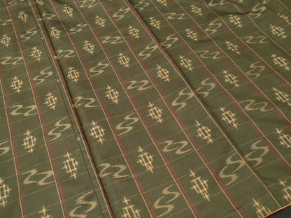 平和屋着物■上質な紬　格子絣文様　正絹　逸品　CABL3363ev