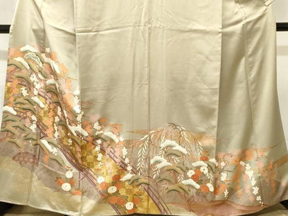 平和屋着物■豪華色留袖　立波渡り橋松梅文　暈し染め　金彩　正絹　逸品　CABL3367ev