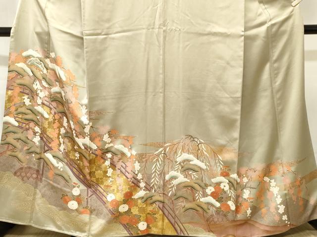 平和屋着物■豪華色留袖　立波渡り橋松梅文　暈し染め　金彩　正絹　逸品　CABL3367ev