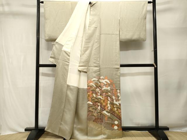 平和屋着物■豪華色留袖　立波渡り橋松梅文　暈し染め　金彩　正絹　逸品　CABL3367ev