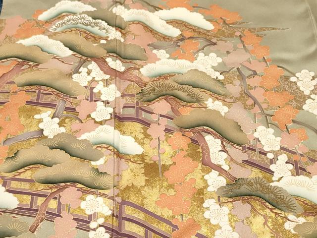 平和屋着物■豪華色留袖　立波渡り橋松梅文　暈し染め　金彩　正絹　逸品　CABL3367ev