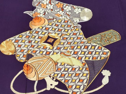 平和屋着物■訪問着　駒刺繍　吉祥絵巻文　打ち出の小槌　正絹　逸品　CABL3369ev