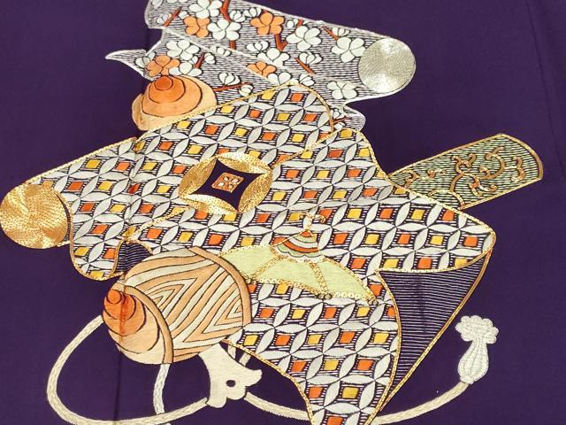 平和屋着物■訪問着　駒刺繍　吉祥絵巻文　打ち出の小槌　正絹　逸品　CABL3369ev
