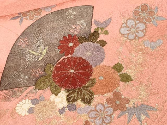 平和屋着物■訪問着　地紙鳳凰花車文　暈し染め　金銀彩　正絹　逸品　CABL3371ev