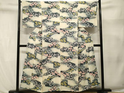 平和屋着物■上質な小紋　草花文　暈し染め　正絹　逸品　CABL3373ev
