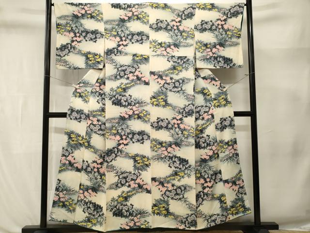 平和屋着物■上質な小紋　草花文　暈し染め　正絹　逸品　CABL3373ev