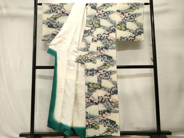 平和屋着物■上質な小紋　草花文　暈し染め　正絹　逸品　CABL3373ev
