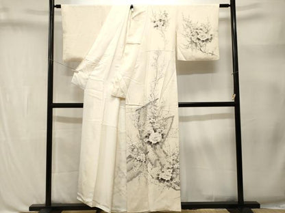 平和屋着物■訪問着　几帳枝花文　正絹　逸品　CABL3376ev