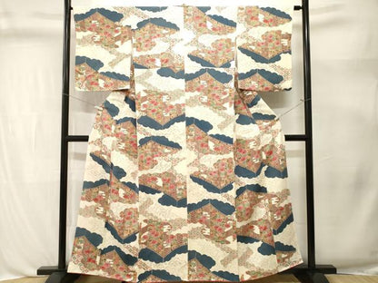 平和屋着物■上質な小紋　雲取り几帳花文　正絹　逸品　CABL3384ev