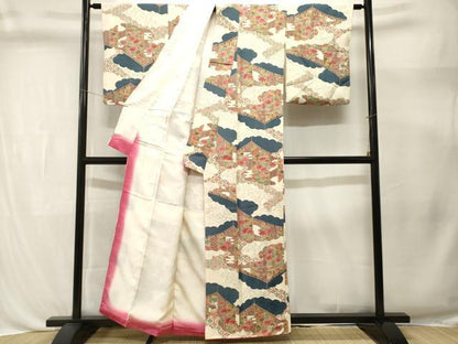 平和屋着物■上質な小紋　雲取り几帳花文　正絹　逸品　CABL3384ev
