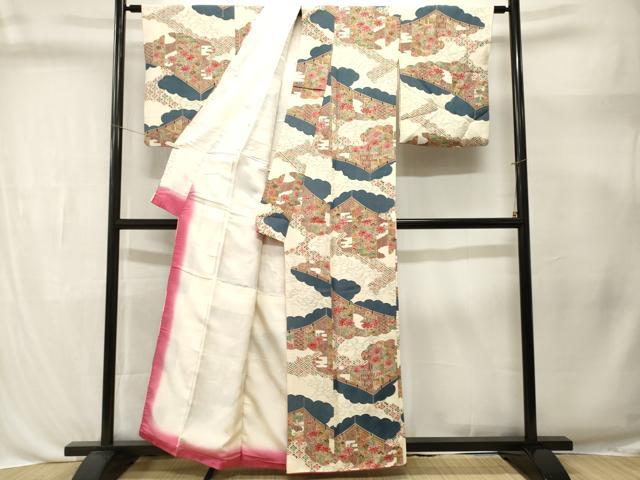 平和屋着物■上質な小紋　雲取り几帳花文　正絹　逸品　CABL3384ev