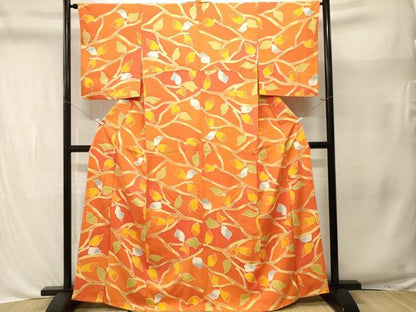 平和屋着物■上質な小紋　枝葉文　正絹　逸品　CABL3394ev