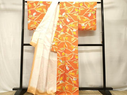 平和屋着物■上質な小紋　枝葉文　正絹　逸品　CABL3394ev