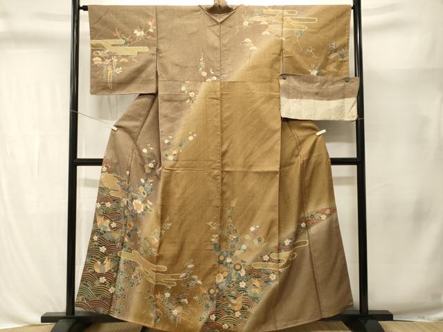 平和屋着物■訪問着　創作結橋　流水鴛鴦エ霞花文　金彩　反端付き　正絹　逸品　CABL3396ev