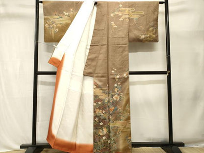 平和屋着物■訪問着　創作結橋　流水鴛鴦エ霞花文　金彩　反端付き　正絹　逸品　CABL3396ev