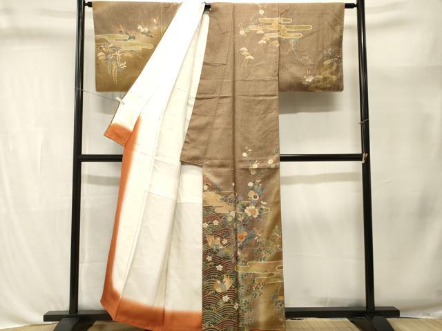 平和屋着物■訪問着　創作結橋　流水鴛鴦エ霞花文　金彩　反端付き　正絹　逸品　CABL3396ev