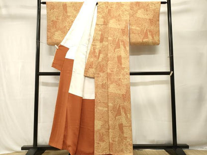 平和屋着物■上質な小紋　色紙風景文　鬼しぼ縮緬　正絹　逸品　CABL3400ev