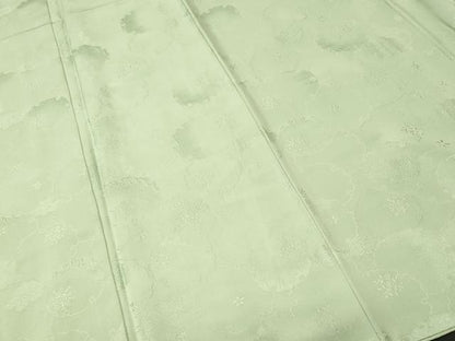 平和屋着物■上質な色無地　雪輪重ね花地紋　若葉色　正絹　逸品　CABL3402ev