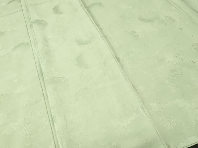 平和屋着物■上質な色無地　雪輪重ね花地紋　若葉色　正絹　逸品　CABL3402ev