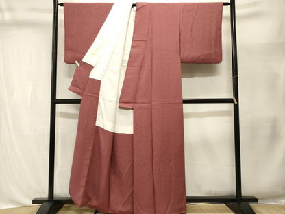 平和屋着物■上質な色無地　霞地紋　栗皮茶色　正絹　逸品　CABL3403ev