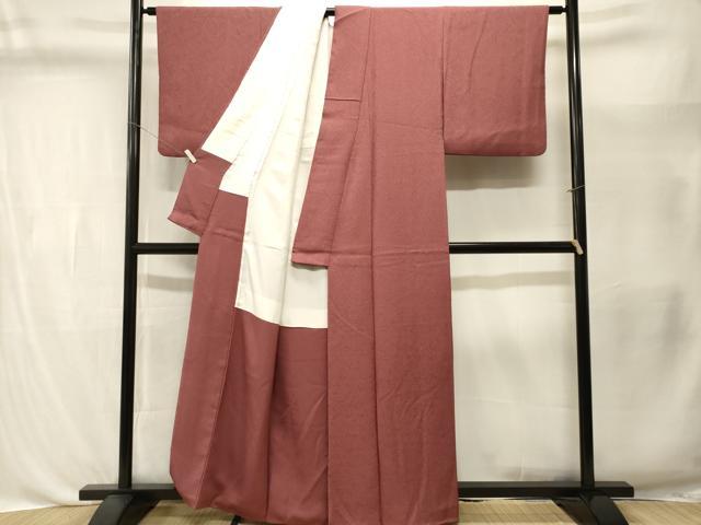 平和屋着物■上質な色無地　霞地紋　栗皮茶色　正絹　逸品　CABL3403ev