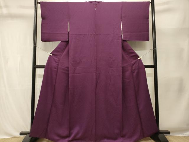 平和屋着物■上質な色無地　小花尽くし地紋　紫紺色　正絹　逸品　CABL3405ev