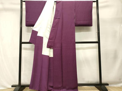 平和屋着物■上質な色無地　小花尽くし地紋　紫紺色　正絹　逸品　CABL3405ev