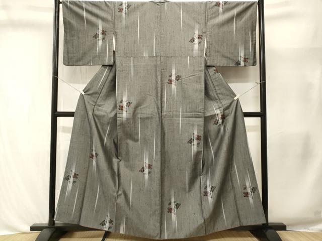 平和屋着物■上質な紬　枝花文　正絹　逸品　CABL3406ev