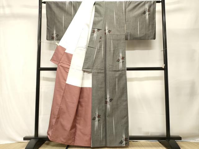 平和屋着物■上質な紬　枝花文　正絹　逸品　CABL3406ev