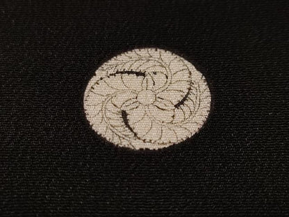平和屋着物■豪華黒留袖　駒刺繍　天井檜扇飛鶴花文　金彩　正絹　逸品　CABL3408ev