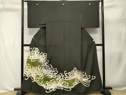 平和屋着物■豪華黒留袖　駒刺繍　乱菊文　暈し染め　金彩　正絹　逸品　CABL3410ev