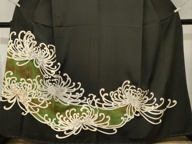 平和屋着物■豪華黒留袖　駒刺繍　乱菊文　暈し染め　金彩　正絹　逸品　CABL3410ev