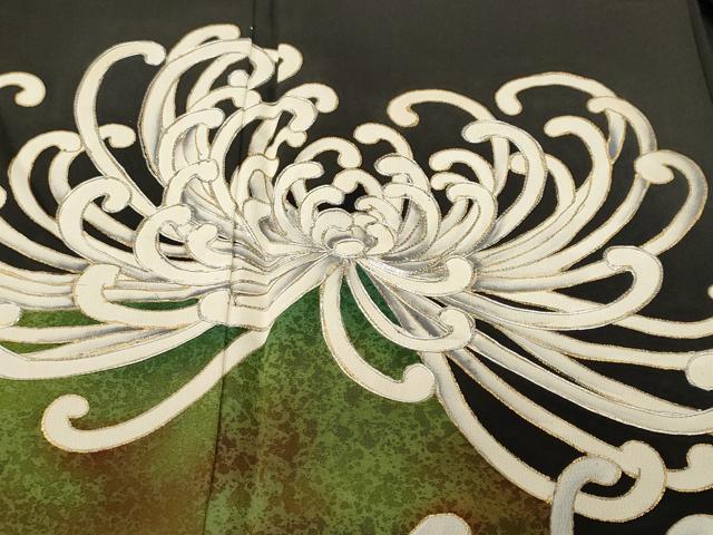 平和屋着物■豪華黒留袖　駒刺繍　乱菊文　暈し染め　金彩　正絹　逸品　CABL3410ev