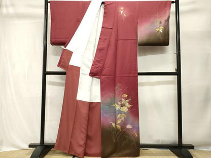 平和屋着物■訪問着　大塚透の世界　枝花文　暈し染め　金銀彩　反端付き　正絹　逸品　CABL3411ev