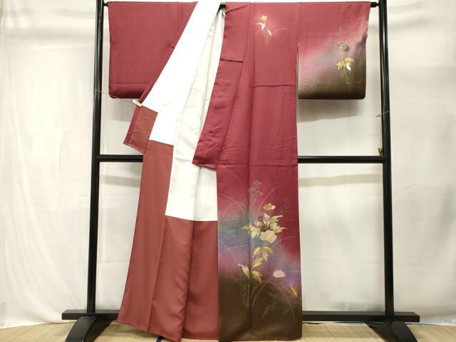 平和屋着物■訪問着　大塚透の世界　枝花文　暈し染め　金銀彩　反端付き　正絹　逸品　CABL3411ev