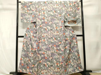 平和屋着物■上質な小紋　辻が花　金彩　反端付き　正絹　逸品　CABL3412ev