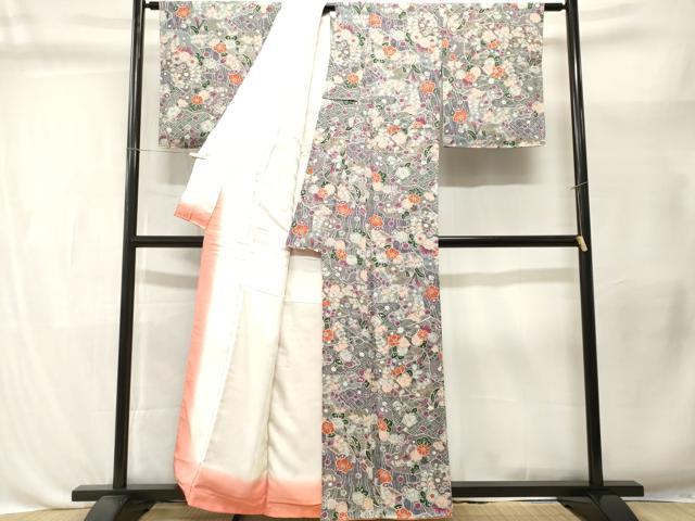 平和屋着物■上質な小紋　辻が花　金彩　反端付き　正絹　逸品　CABL3412ev
